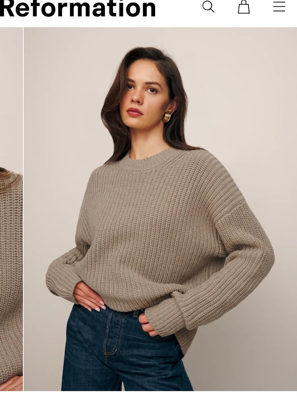 Reformation Cotton Cashmere Oversized Crew Sweater